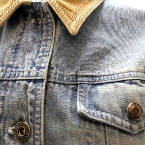 Ralph Lauren Jeans Blue Denim Jean Jacket Tan Corduroy Collar/Cuffs - Women's L - Picture 5 of 10